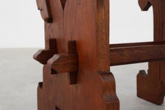 Sgabello in rovere in stile Arts & Crafts belga o Jugendstil, 1890 circa