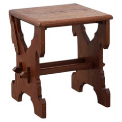 Belgian Arts & Crafts or Jugendstil Oak Stool, circa 1890