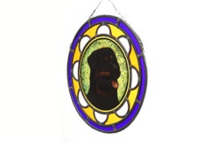 Art Deco Stained Glass Roundel Depicting a Rottweiler dog, Belgium ca. 1900