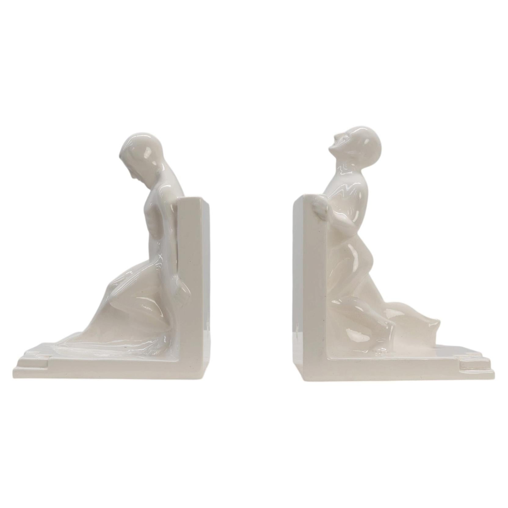 Pair Ceramic bookends by Godofridus Boonekamp for Plateelbakkerij Schoonhoven For Sale