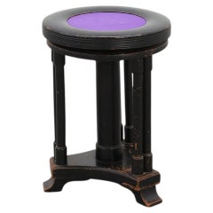 Black and purple adjustable velvet art deco piano stool, Belgium ca. 1910