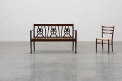 Banco art déco belga de madera de roble, de los años 20