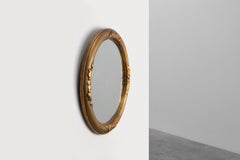 Art Deco oval gilt oak mirror, Belgium 1920s