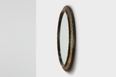 French Neo‑Classical Oval Mirror in Black and Gold, 20th Century