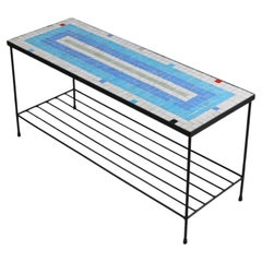 Mid-century mosaic coffee table with metal frame, France