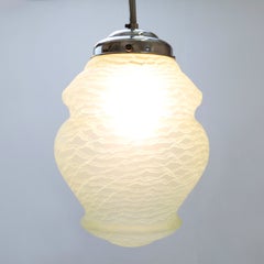 Art Deco pendant lamp with green glass shade, France ca. 1940