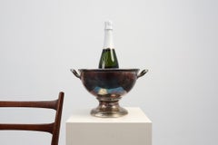 Art deco Silverplated champagne cooler with Patinated Surface, France 1920s