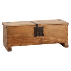 Rustic oak wooden chest, France ca. 1900