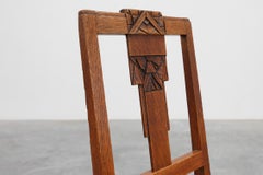 Amsterdamse School style Oak Side Chair with Geometric Carvings, The Netherlands