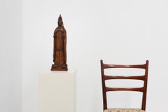 Carved Wooden Sint-Cornelius Figure with Papal Tiara and Triple Cross Staff, 18t
