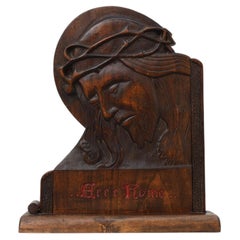 “Ecce Homo” Hand‑Carved Wooden Relief, Belgium ca. 1925