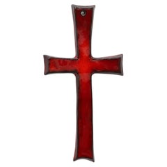 Red glazed ceramic Cross by Vandeweghe for Amphora, Belgium, ca. 1960