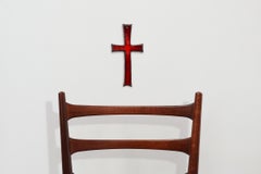 Red glazed ceramic Cross by Vandeweghe for Amphora, Belgium, ca. 1960