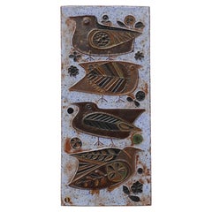 Mid‑Century Ceramic Wall Panel with Stylized Birds by Amphora, Belgium, ca. 1960
