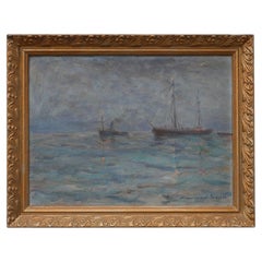 Paysage marin avec voiliers - Herman Van den Berghe, vers 1900-1920