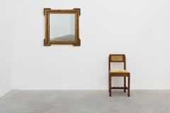 Grand miroir carré en bois doré de style baroque, XXe siècle