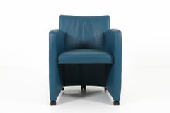 Vintage Arm chair by Leolux in blue leather, 1990s