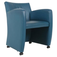 Vintage Arm chair by Leolux in blue leather, 1990s