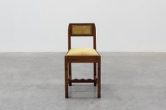 Belgian Art Deco Oak Side Chair with Yellow Upholstery, 1920s