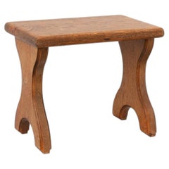 Sculptural hand-carved oak wooden stool, France, ca. 1900