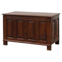 Carved oak blanket chest with linenfold-style panels, Flanders, ca. 17th century