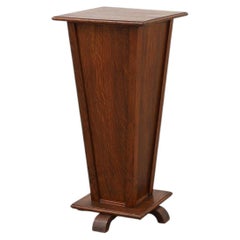 French Art Deco Solid Oak Pedestal or Plant Stand, Display Column, ca 1925