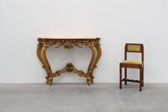 Carved gilt console table with rose marble top, Louis XV / Rococo style, Italy