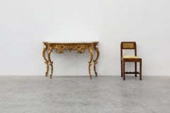 Carved console table with glass smoked top, Louis XV style, Italy, 20th century