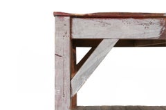 French industrial console table in solid wood, 1920s