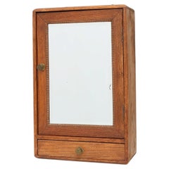 Wooden Wall‑Mounted Shaving Cabinet with Drawer, Belgium, circa 1920