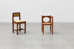 Art Deco Oak Corner Chair with Cut‑Out Backrest and Rush Seat, Belgium, circa 19