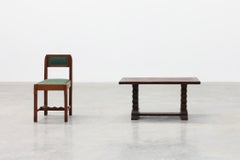 Dark Oak Coffee Table with Spiral‑Turned Trestle Legs, France, circa 1915