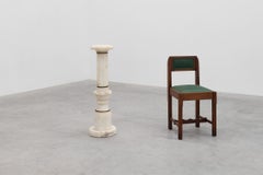 Carved White Marble Pedestal Column with Rosette Capitals, Italy, ca 1900