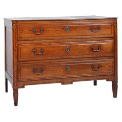 French rustic chest of drawers in solid oak with 3 drawers, ca. 1850
