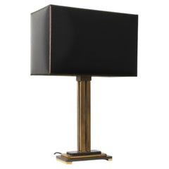 Lampada da tavolo in ottone con paralume rettangolare nero di Deknudt, Belgio, anni '70