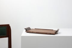 French Art Deco Cerused Oak Serving Tray with Raised Handles, 1920s