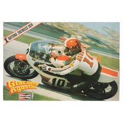 Manifesto pubblicitario di Giacomo Agostini, vincitore della Daytona 200 del 1974, autografato