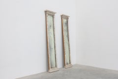 Pair of Neoclassical Silver Leaf Pier Mirrors with Ringed Columns and Cornice, I