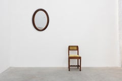 Deknudt Oval Wall Mirror with Walnut-Toned Frame and Gilt Inner Edge, Belgium
