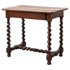French Barley Twist Walnut Side Table with Drawer, circa 1880