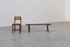 French Primitive Wooden Bench with Splayed Legs, 19th Century
