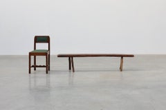 French Primitive Farmhouse Bench with Splayed Legs, 19th Century