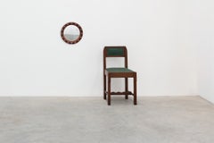 Round wooden mirror with turquoise ceramic studs by Deknudt, Belgium, 1960s