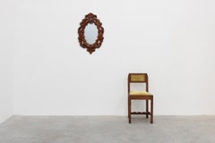 French Carved Walnut Oval Mirror with Pierced Acanthus Crest, circa 1900