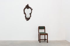 Rococo Style Carved Wooden Mirror with Cartouche-Shaped Glass, Italy