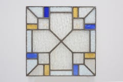 Art Deco Leaded Glass Panel with Geometric Cross Motif, Belgium, Circa 1920