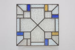 Art Deco Leaded Glass Panel with Geometric Cross Motif, Belgium, Circa 1920