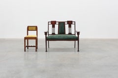 Jugendstil-Sofa aus Nussbaumholz mit Blumenintarsien, Belgien, um 1900