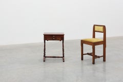 Louis Philippe Side Table with Two Drawers and Turned Twin Legs, France, 1850s