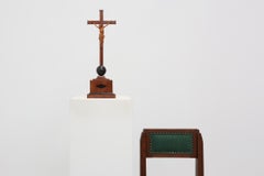Table Crucifix with Carved Wooden Corpus on Ball and Plinth, Belgium, 1900s
